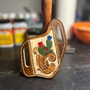 Custom western cactus knife sheath